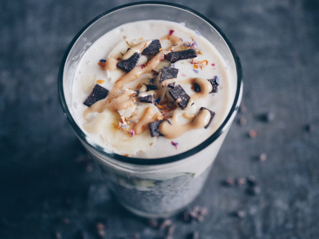 Creamy Banana Peanut Butter Smoothie with Coconut Chia&nbsp;Pudding