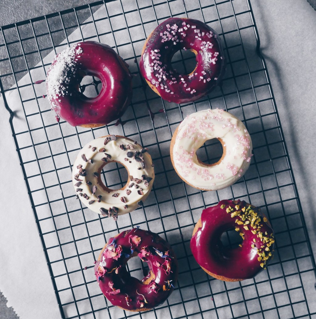 Vegan Spelt Flour Donuts with Blueberry&nbsp;Icing